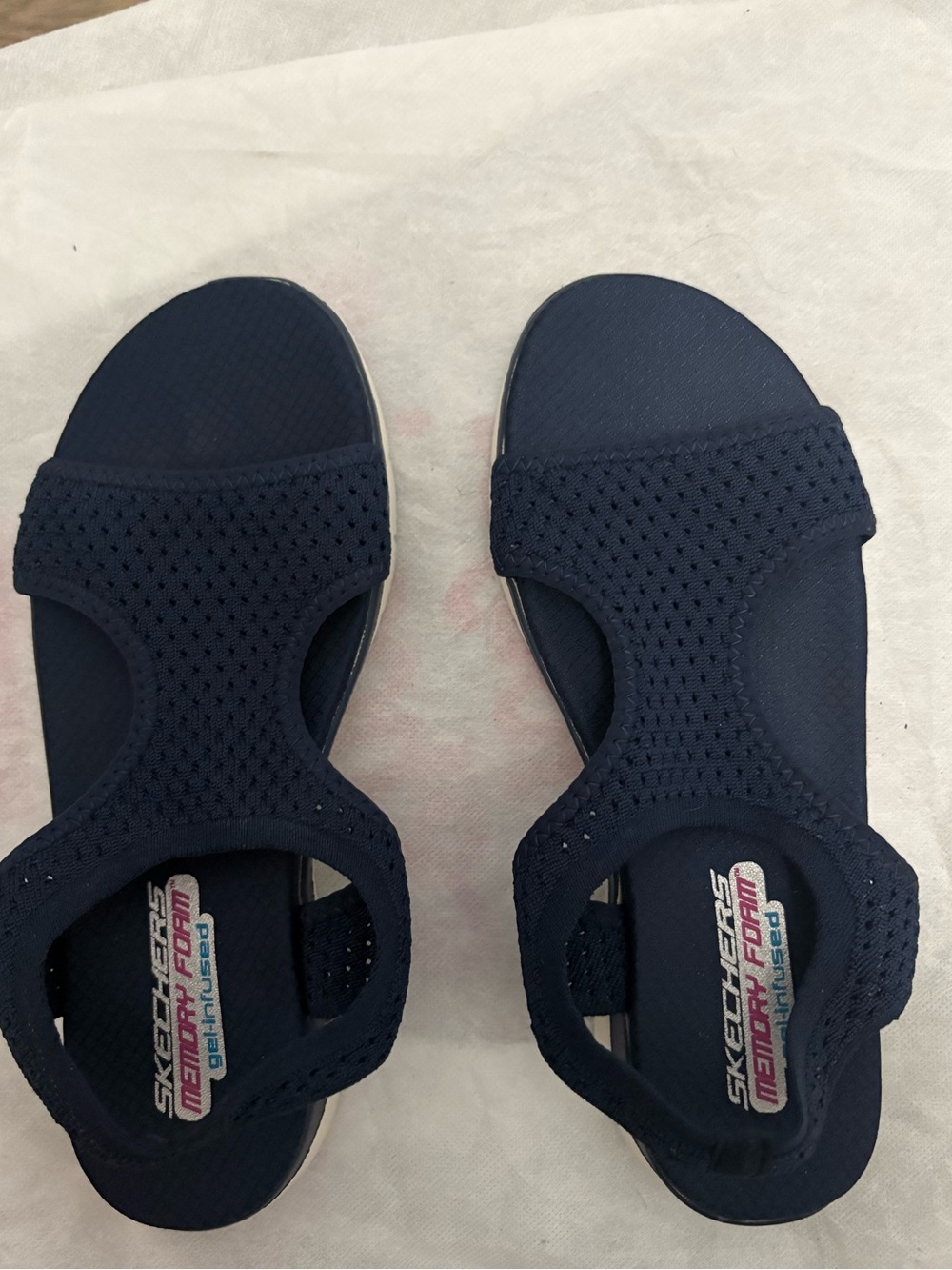 Skechers Women's Navy Knit Comfort Sandals